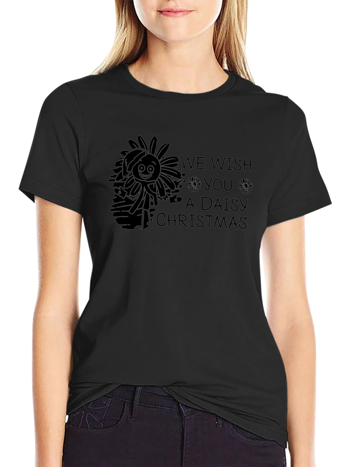 Daisy Christmas Black T-Shirt
