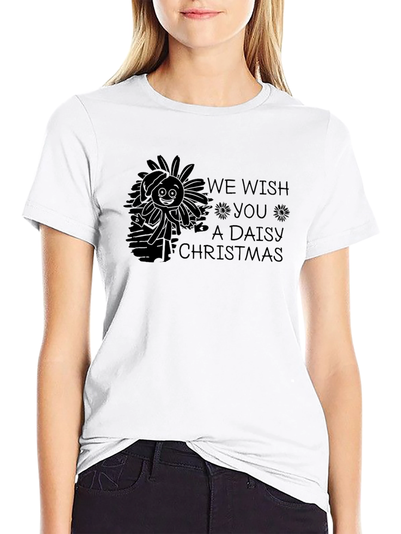 Daisy Christmas Black T-Shirt