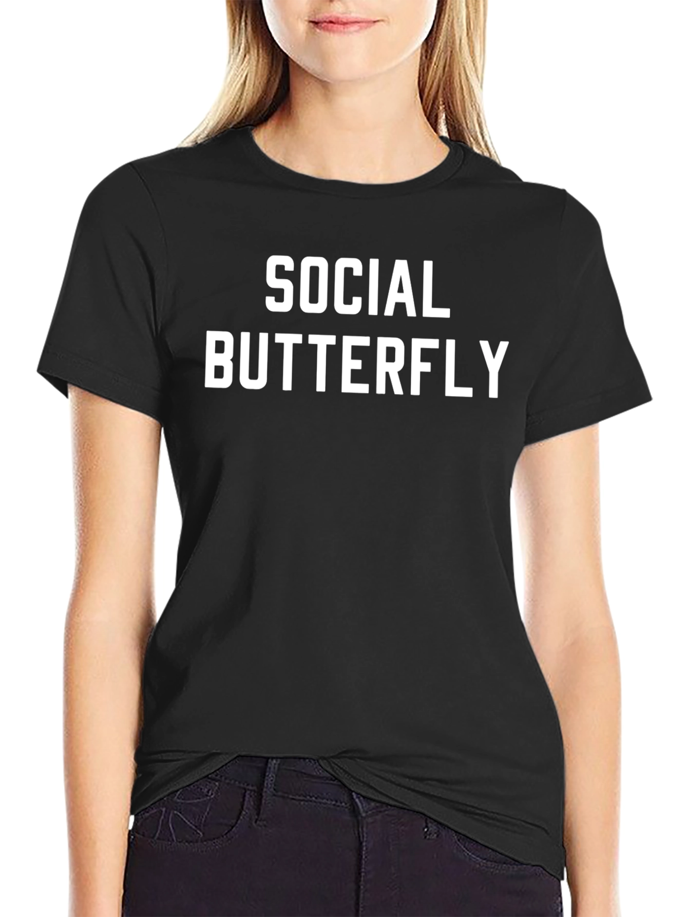 Social Butterfly Black T-Shirt - Casual Style