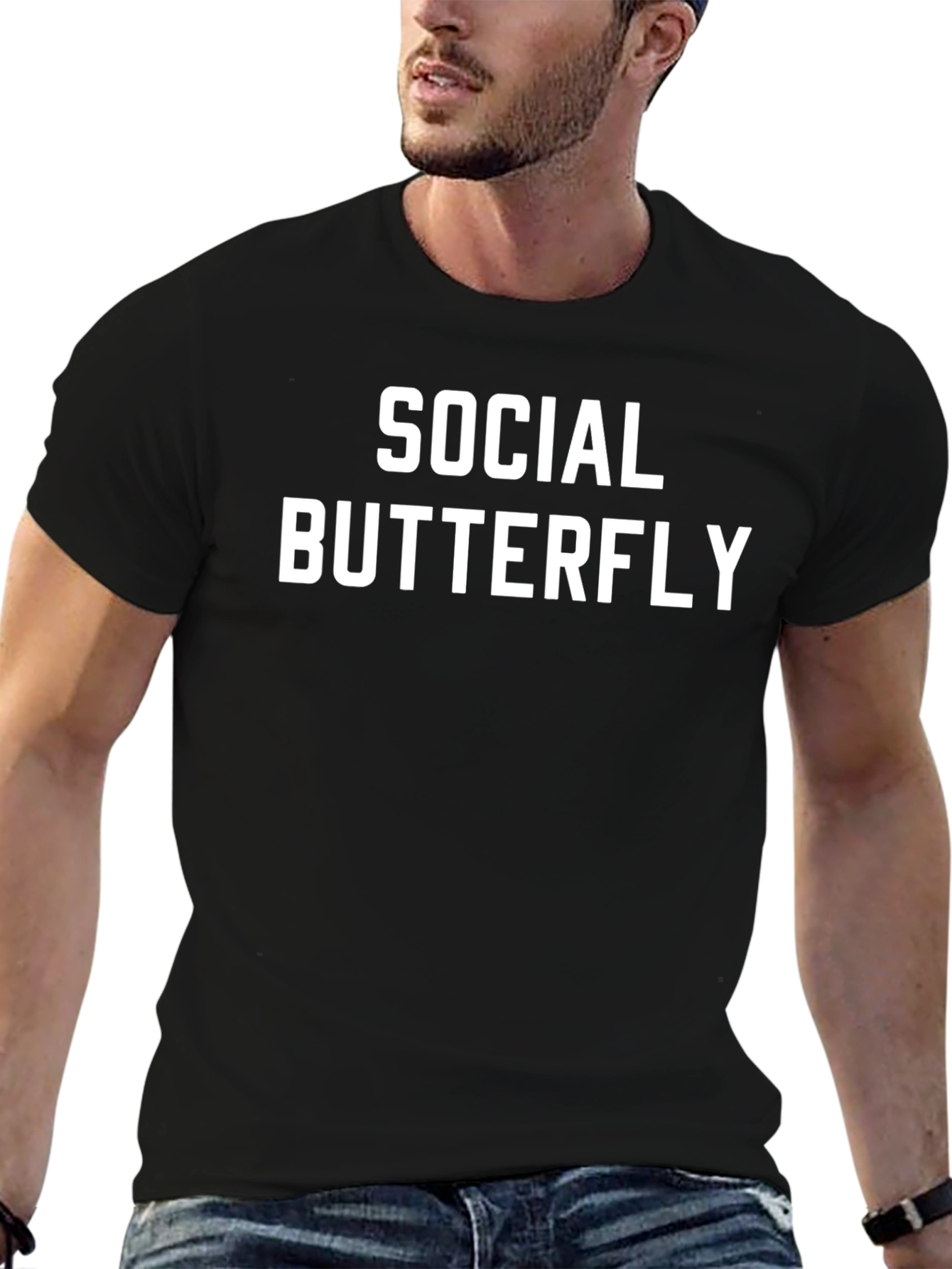 Social Butterfly Black T-Shirt - Casual Style