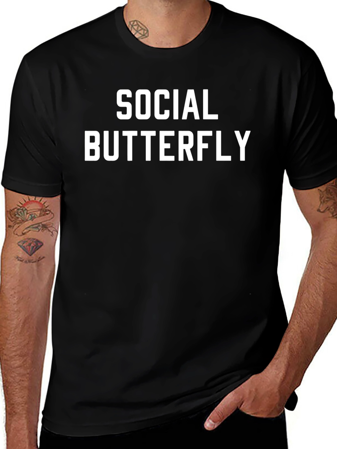 Social Butterfly Black T-Shirt - Casual Style