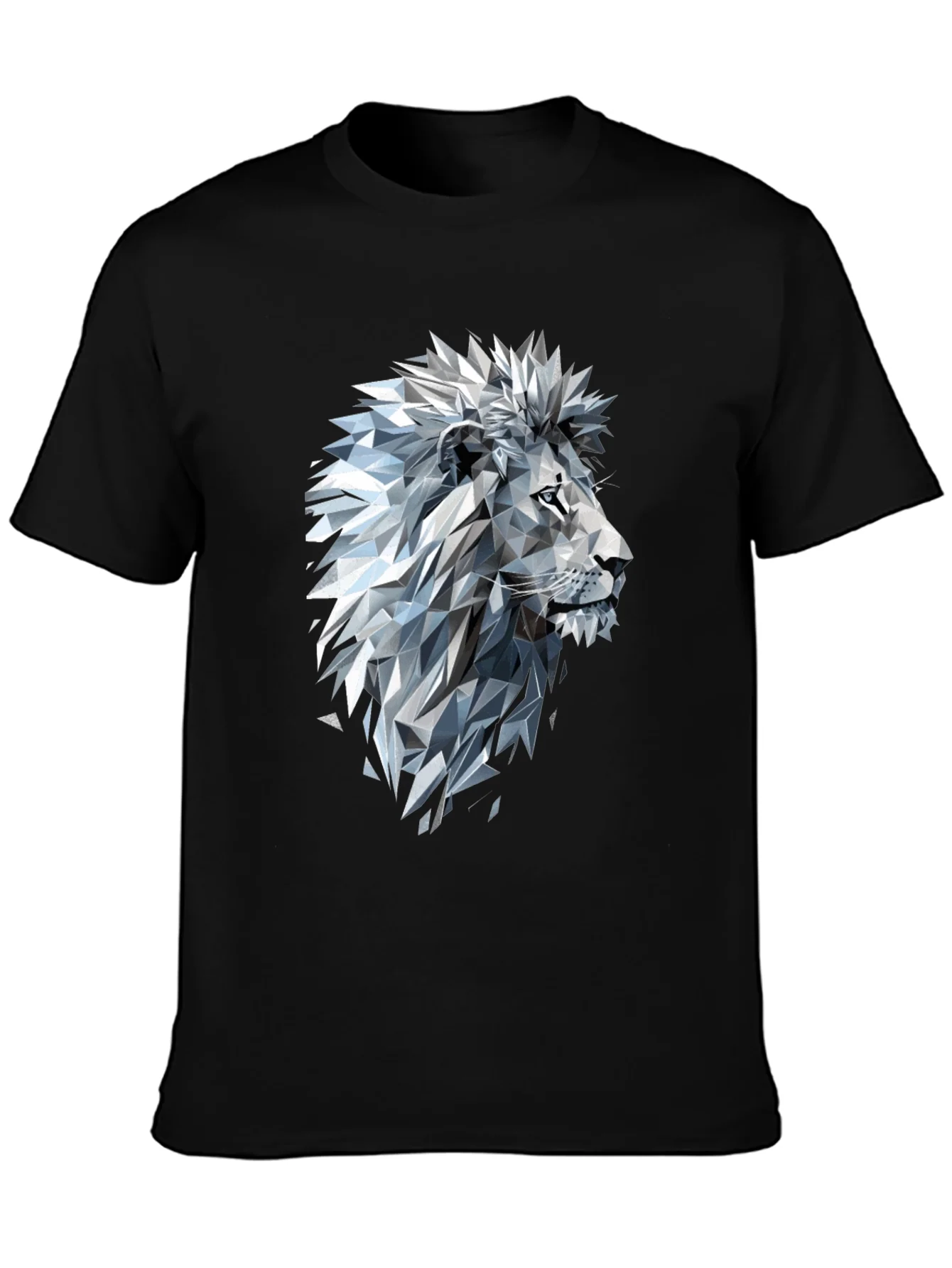 Geometric Lion Graphic Black T-Shirt