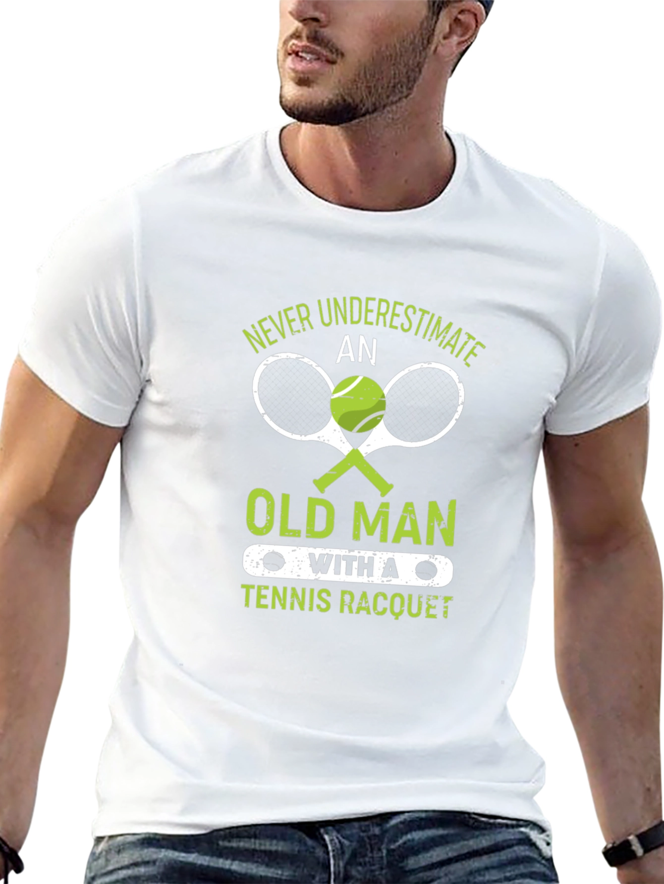 Never Underestimate Old Man Tennis Racquet T-Shirt