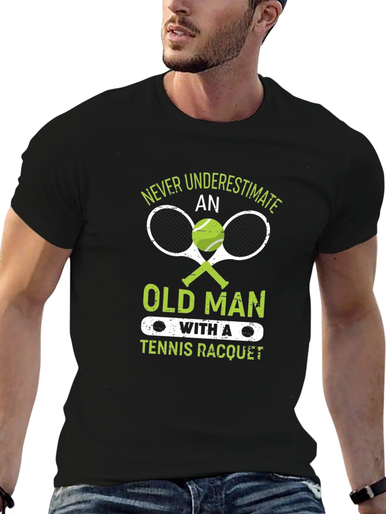 Never Underestimate Old Man Tennis Racquet T-Shirt