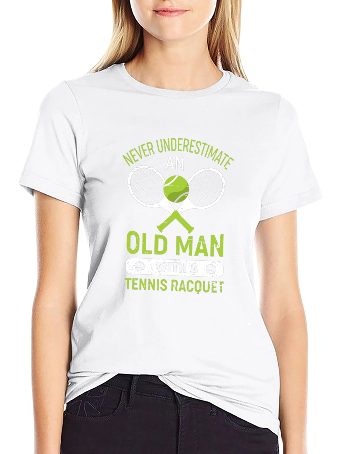 Never Underestimate Old Man Tennis Racquet T-Shirt