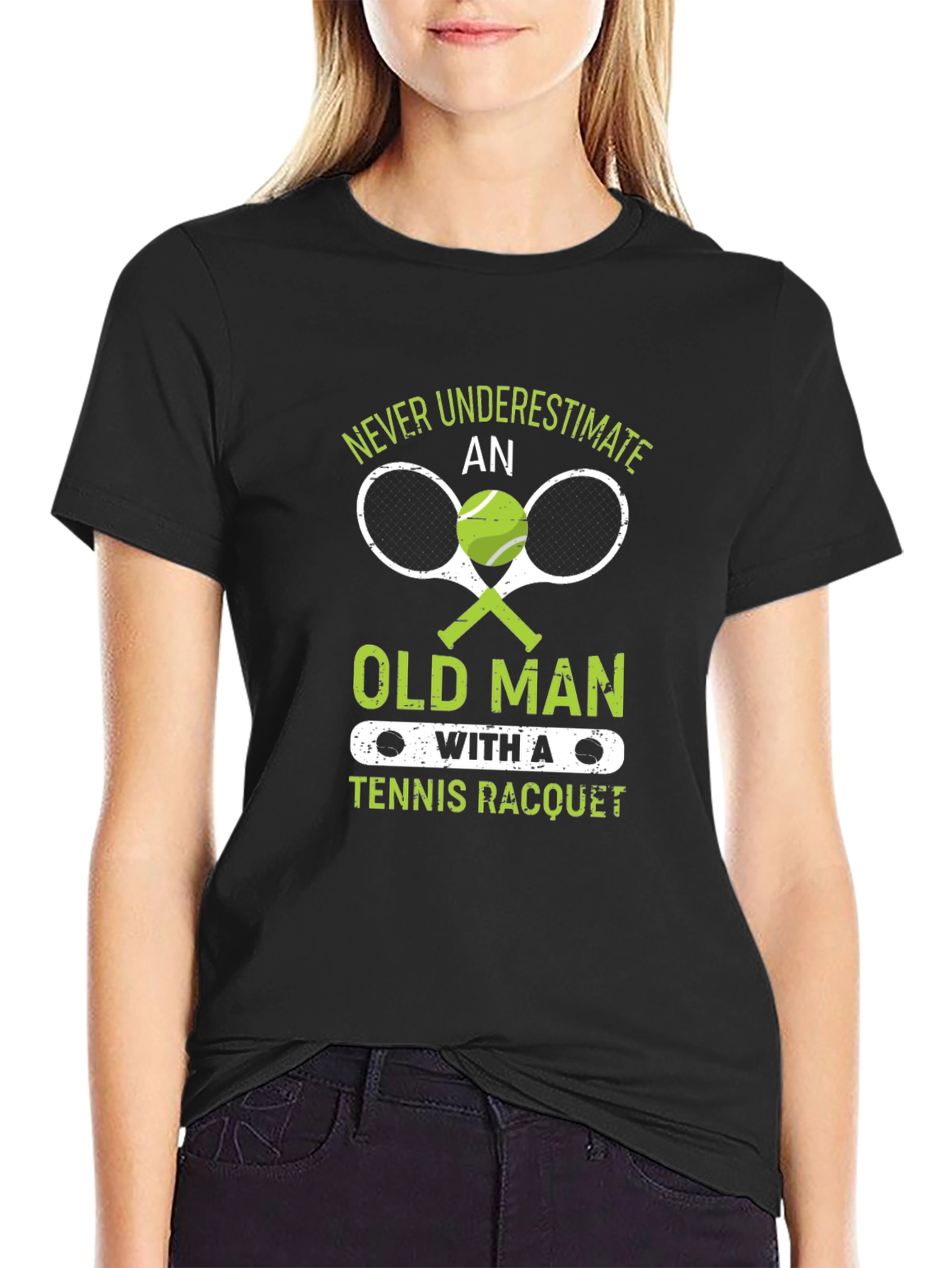 Never Underestimate Old Man Tennis Racquet T-Shirt