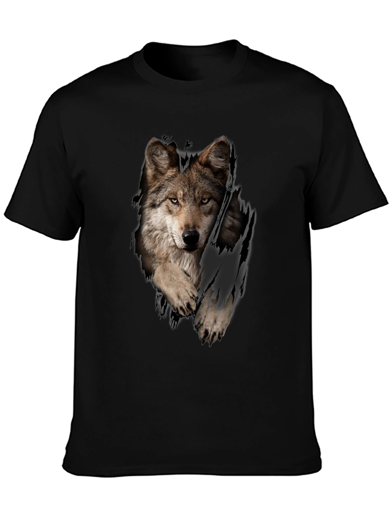 Wolf Graphic T-Shirt - Distressed Animal Print