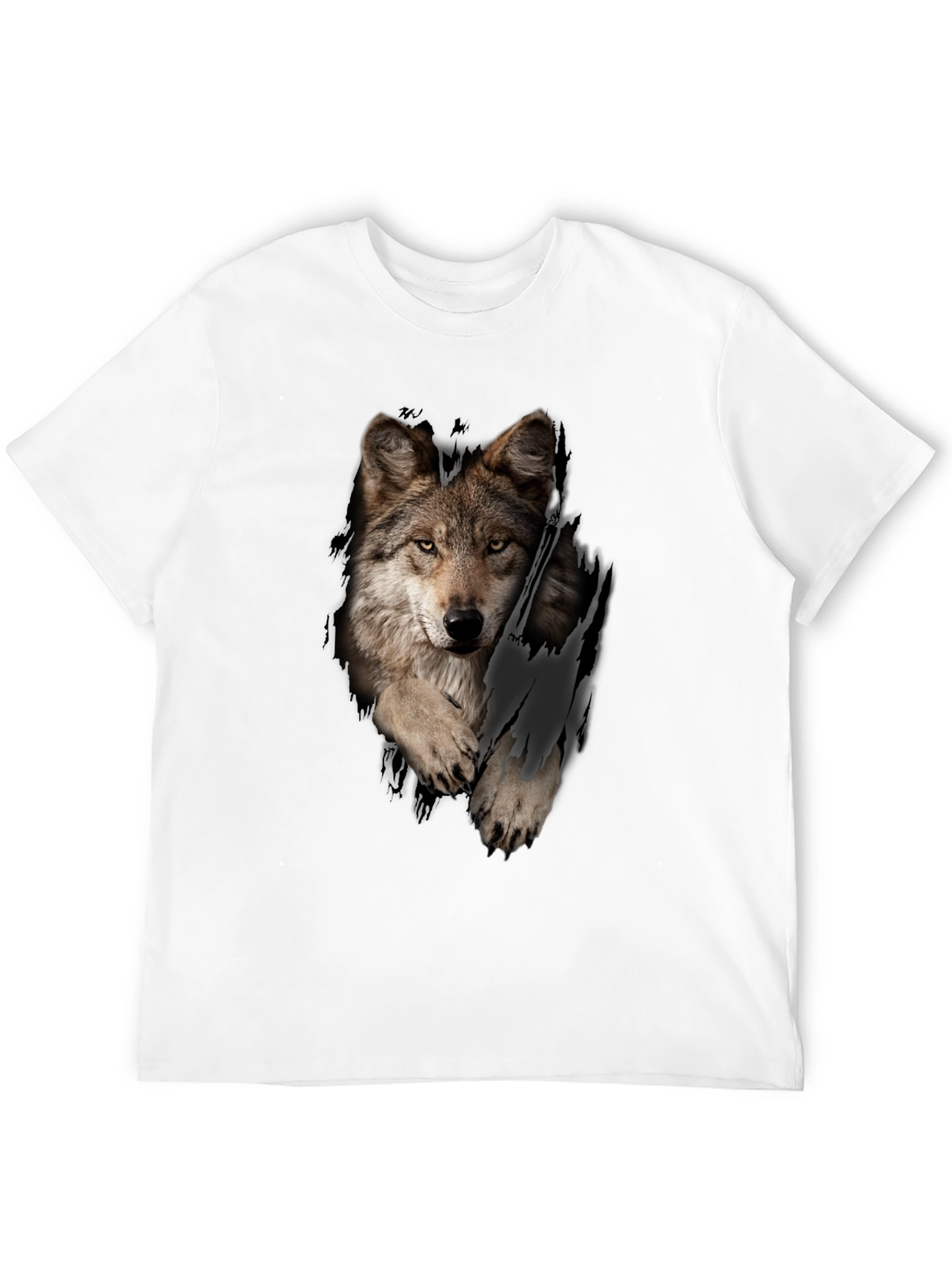 Wolf Graphic T-Shirt - Distressed Animal Print