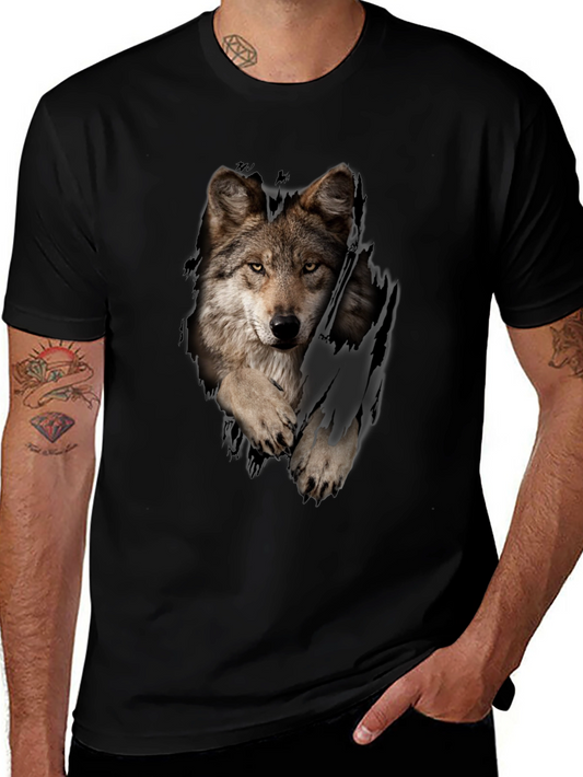 Wolf Graphic T-Shirt - Distressed Animal Print