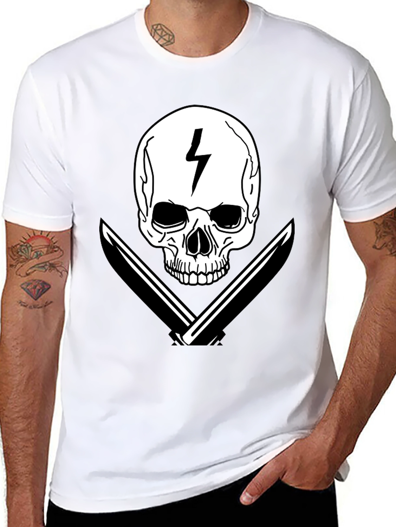 Skull & Lightning Bolt Graphic Tee