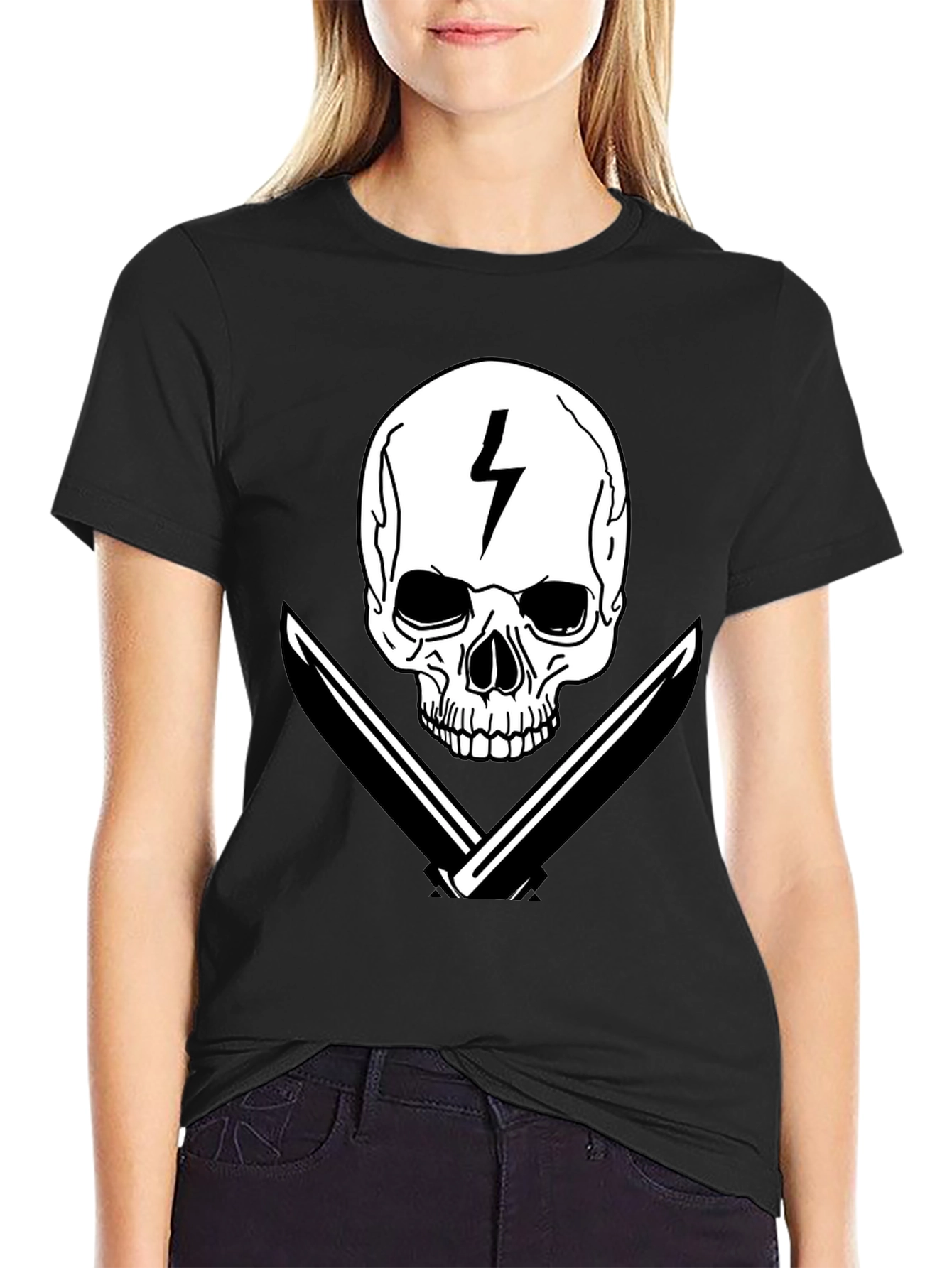 Skull & Lightning Bolt Graphic Tee