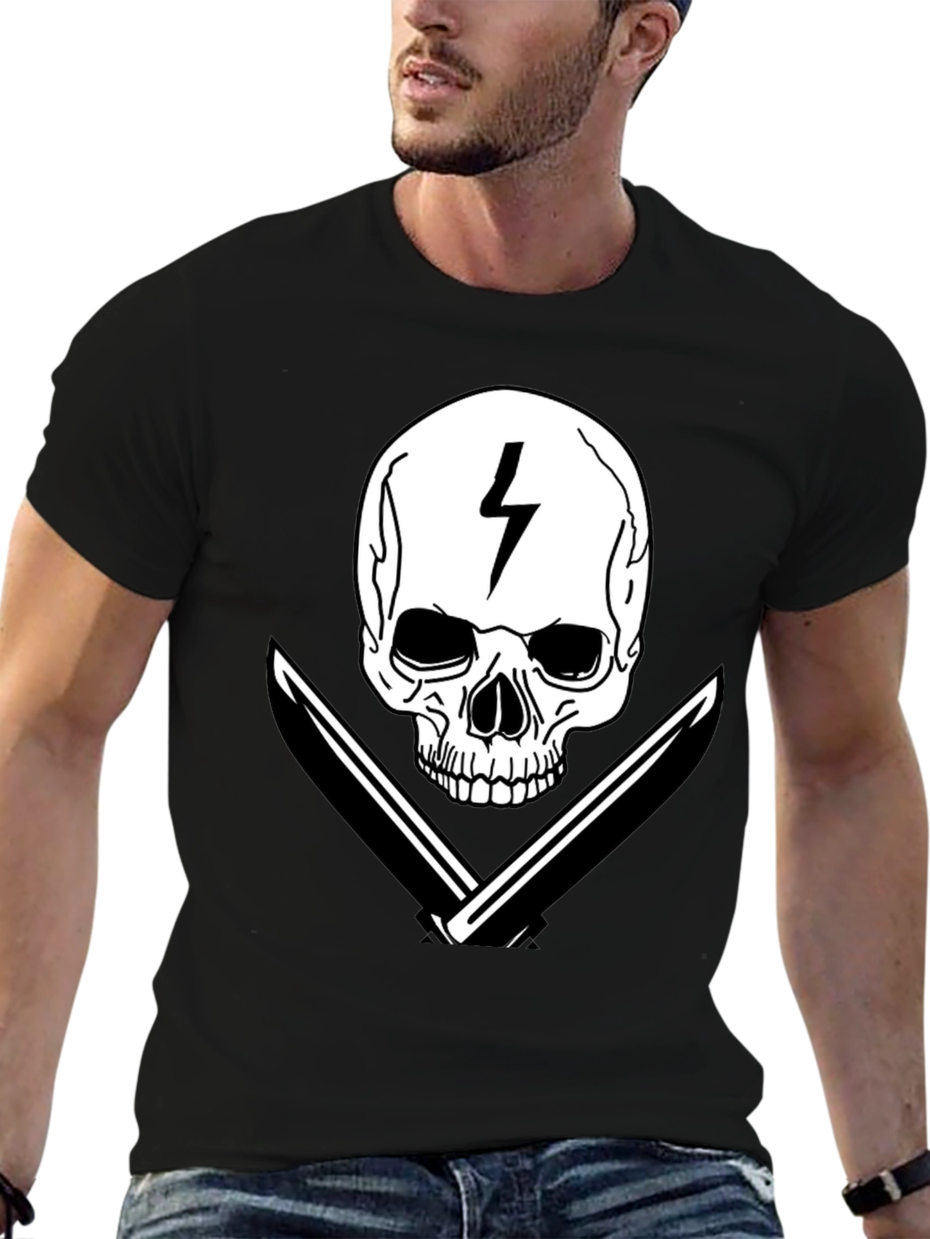 Skull & Lightning Bolt Graphic Tee