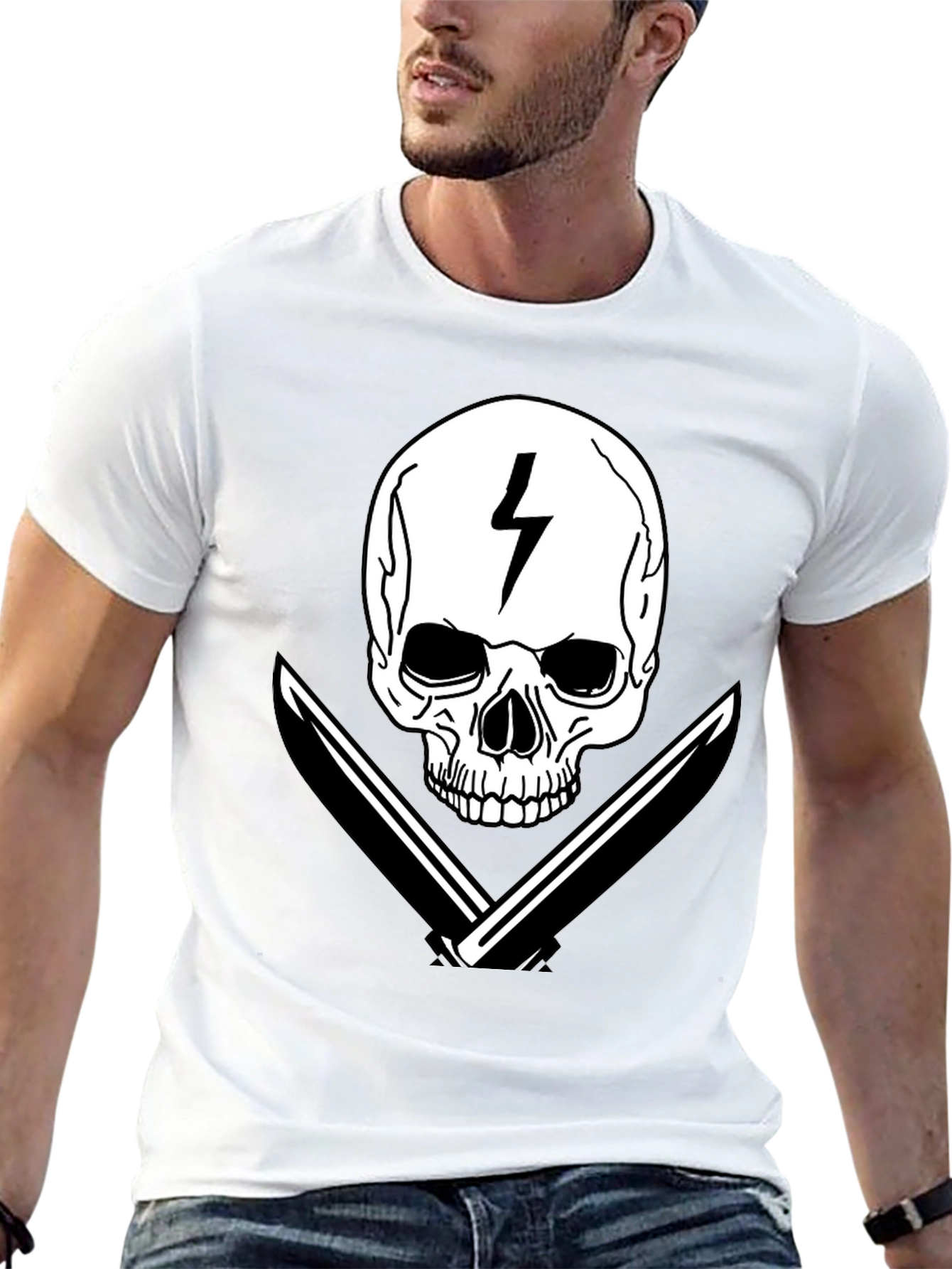 Skull & Lightning Bolt Graphic Tee
