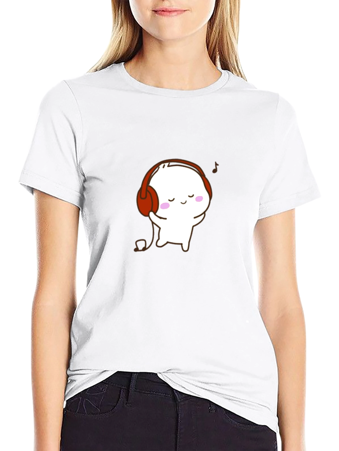 Cute Cartoon Character Black T-Shirt
