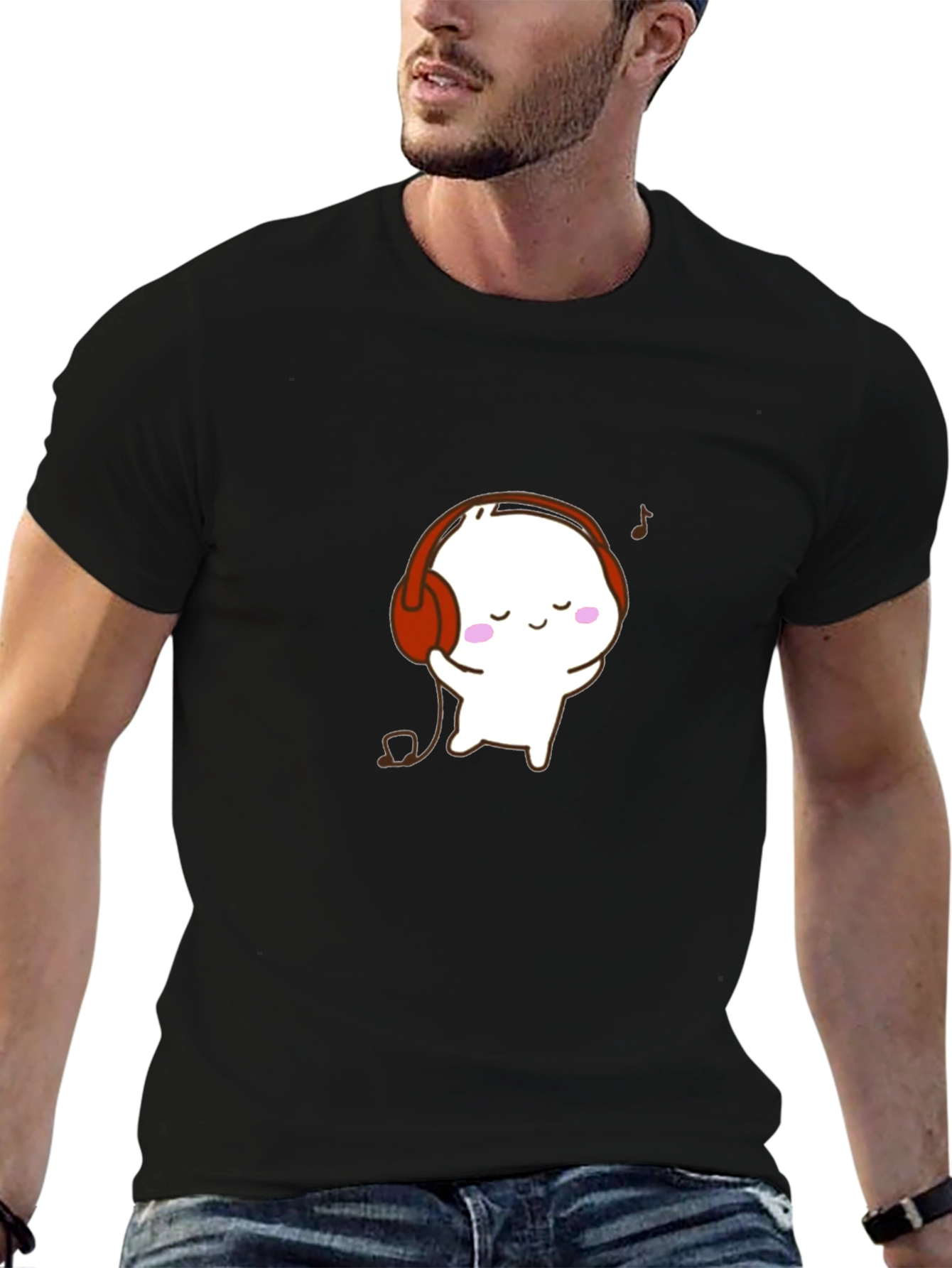 Cute Cartoon Character Black T-Shirt