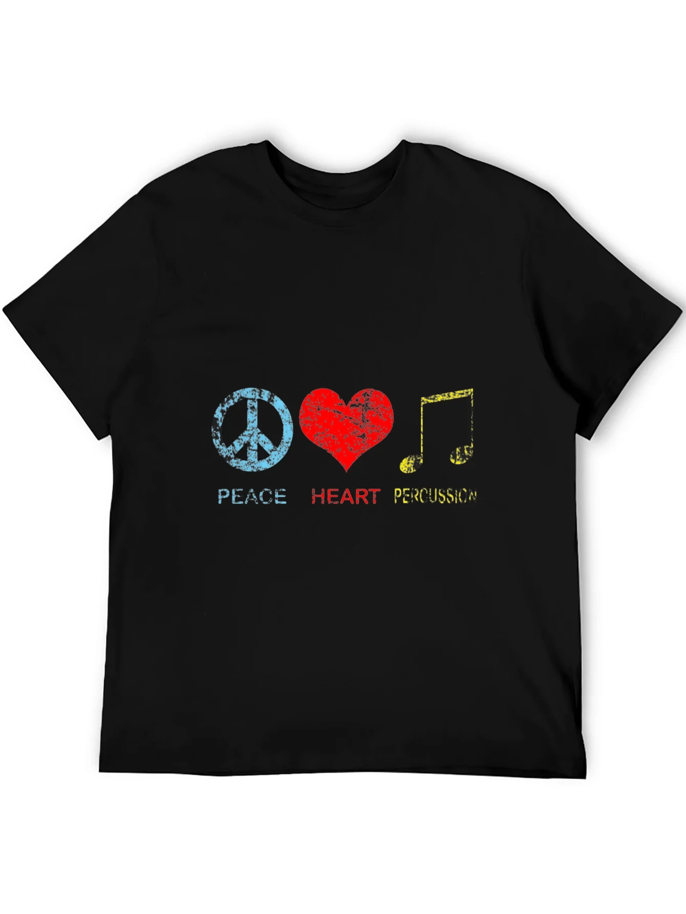 Peace Heart Percussion Black T-Shirt