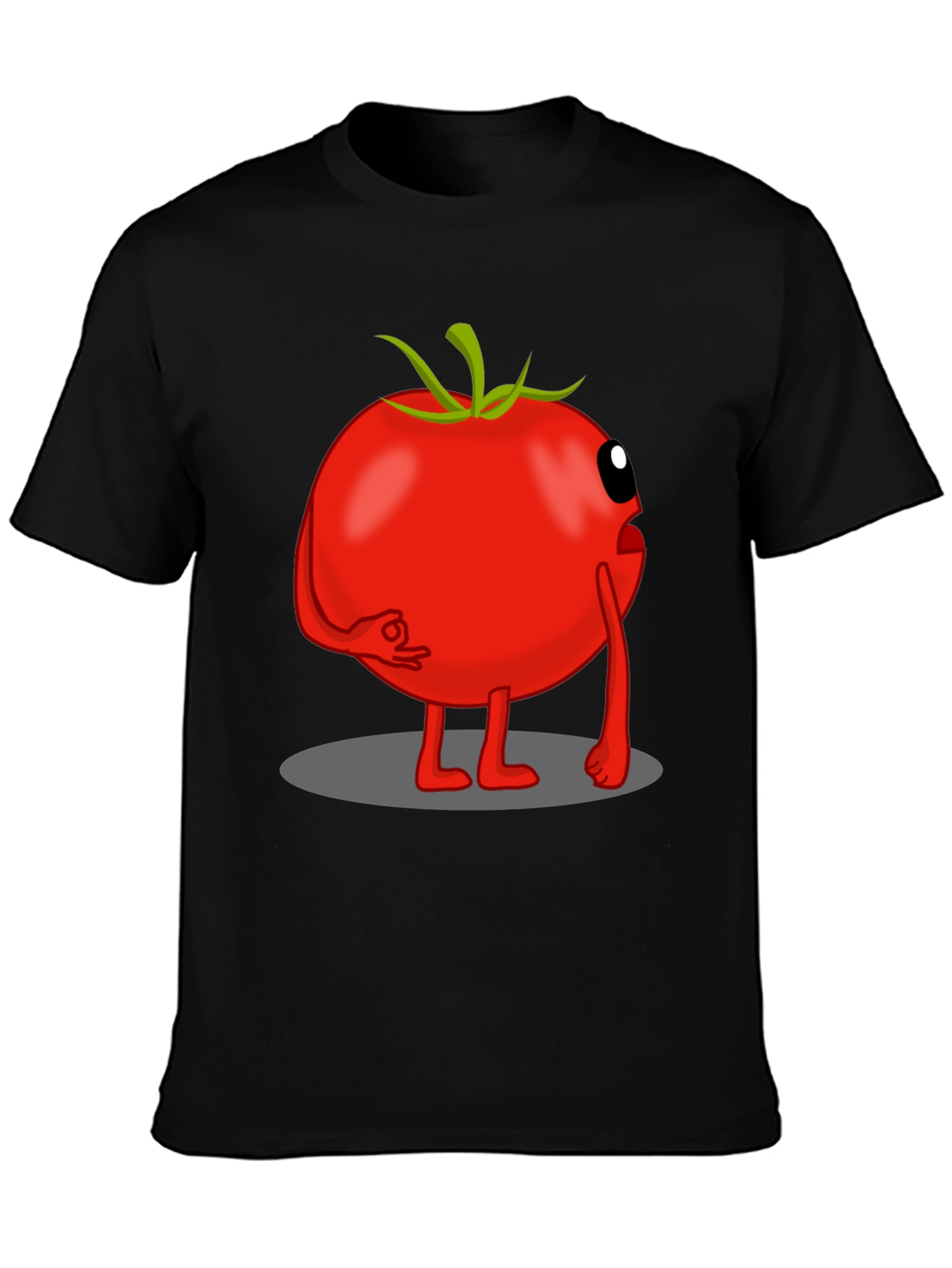 Tomato Cartoon Graphic Tee - Black Casual T-Shirt