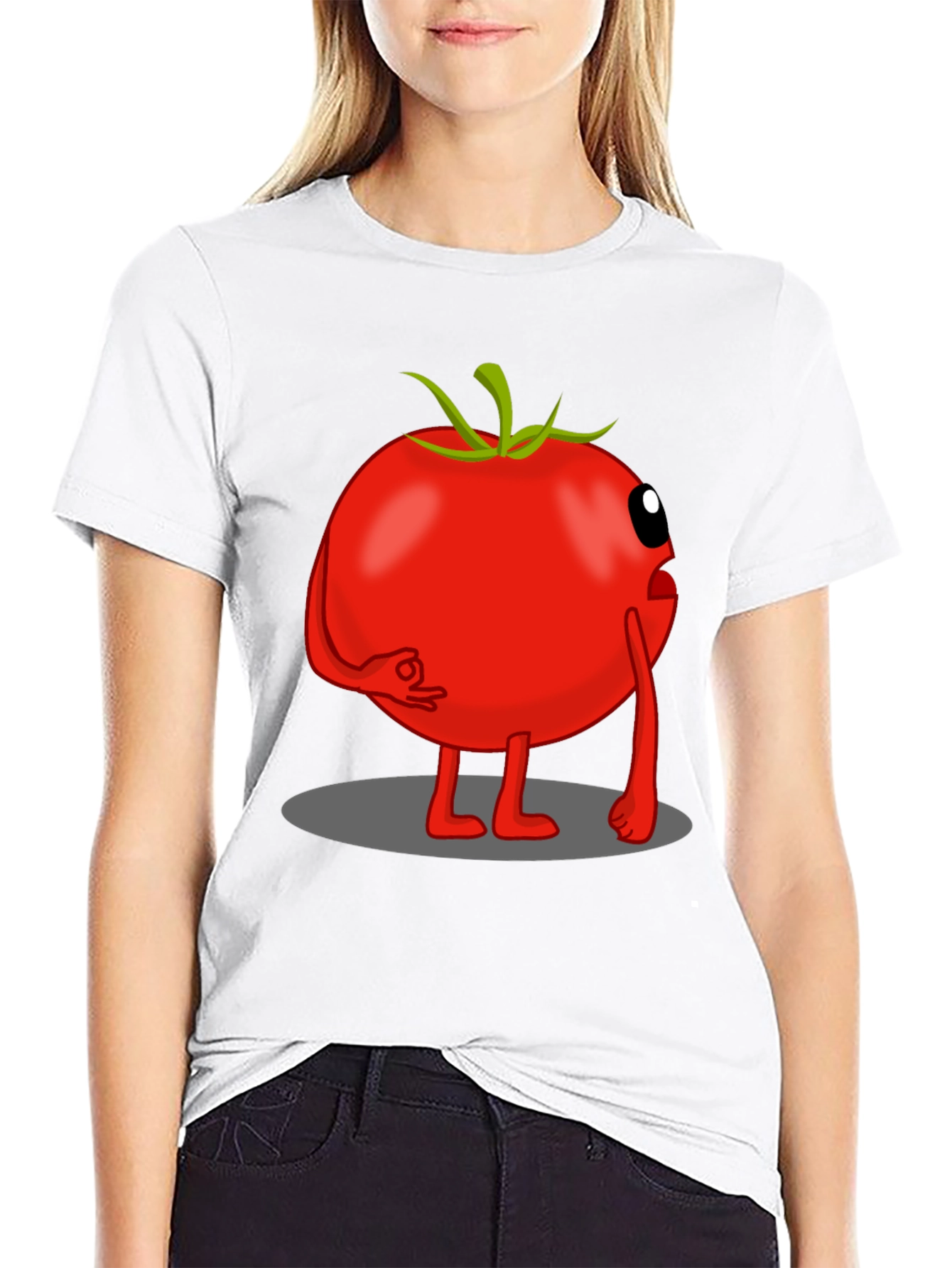 Tomato Cartoon Graphic Tee - Black Casual T-Shirt