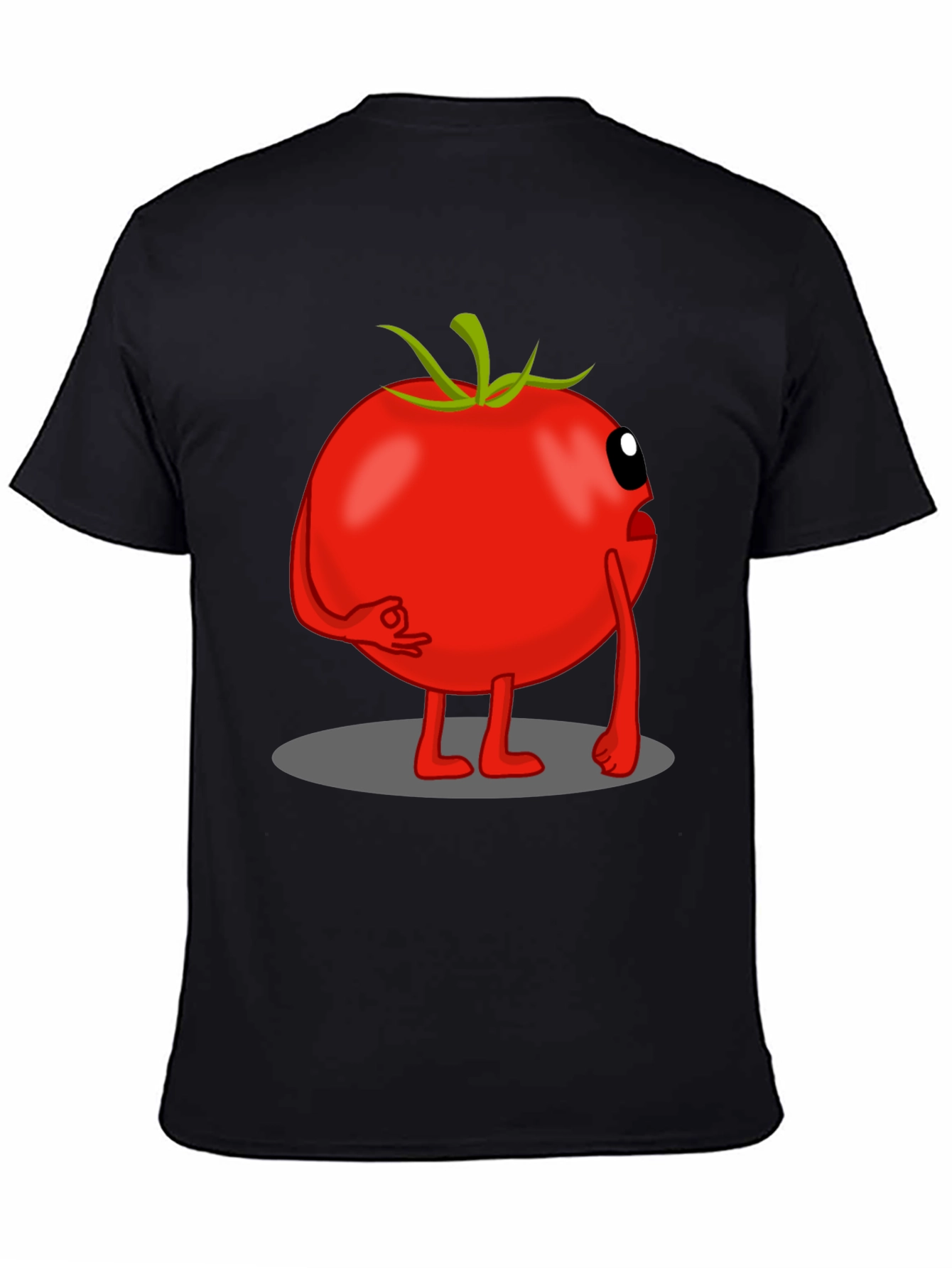 Tomato Cartoon Graphic Tee - Black Casual T-Shirt