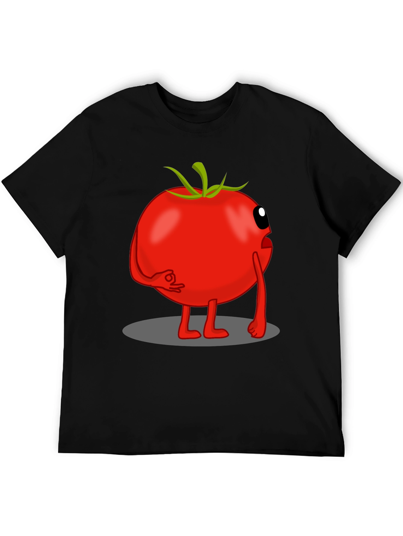 Tomato Cartoon Graphic Tee - Black Casual T-Shirt