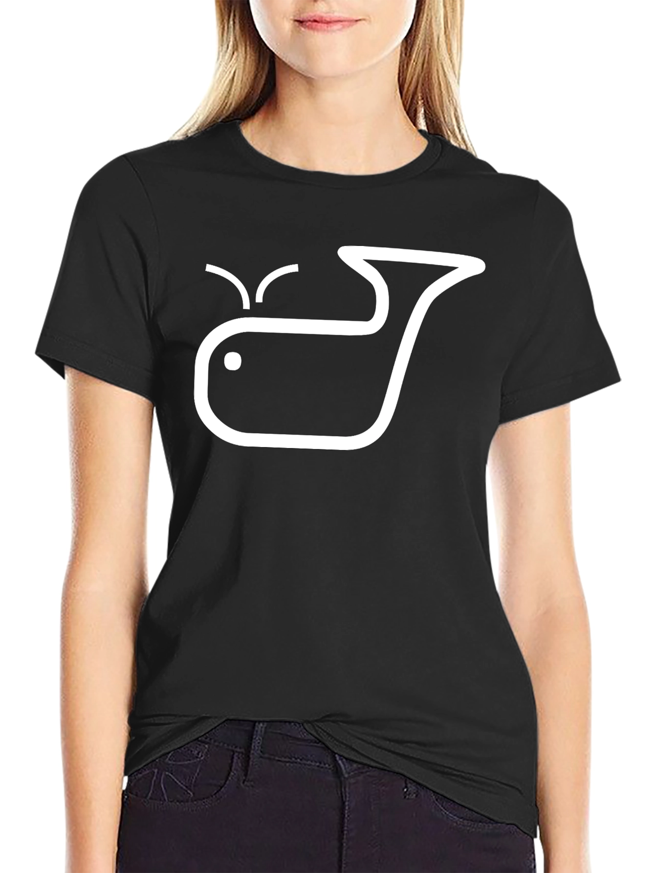 Whale Graphic Tee - Black Crew Neck