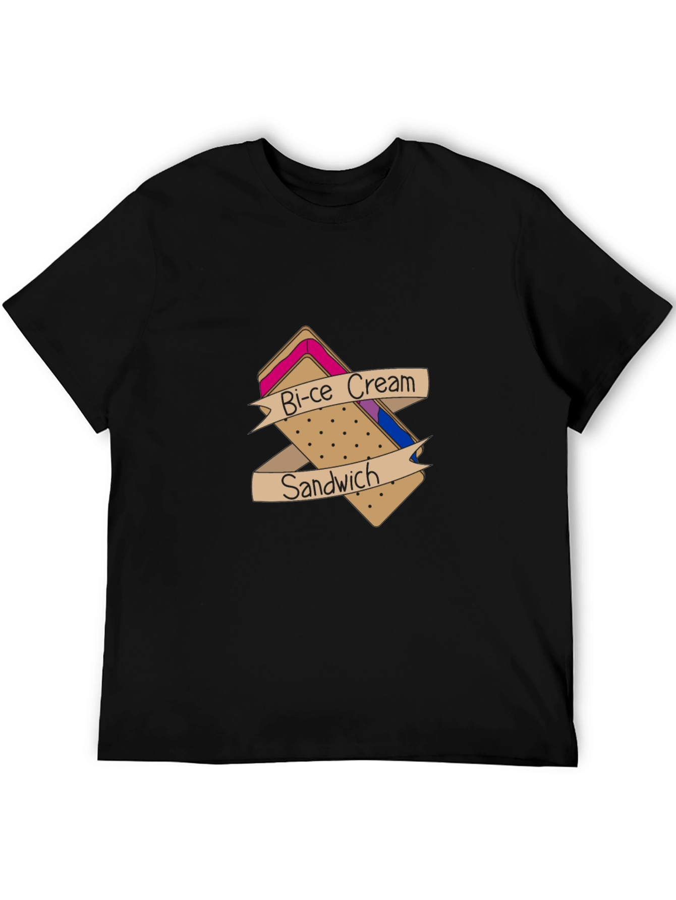 Bi-ce Cream Sandwich Black T-Shirt