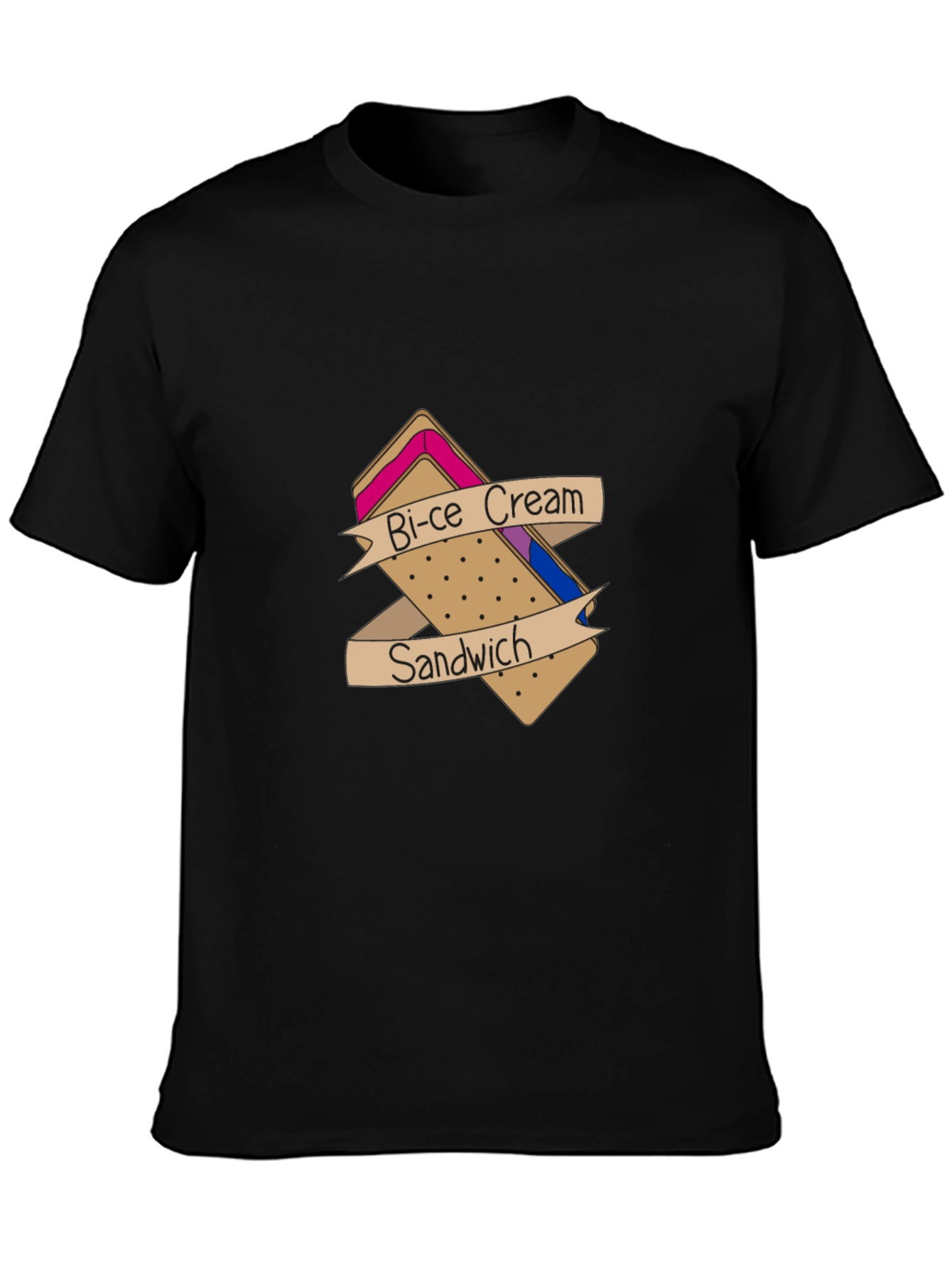Bi-ce Cream Sandwich Black T-Shirt