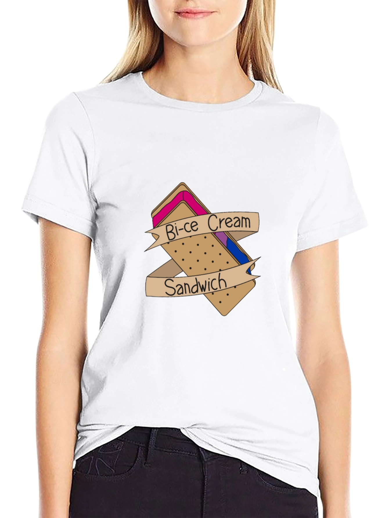 Bi-ce Cream Sandwich Black T-Shirt