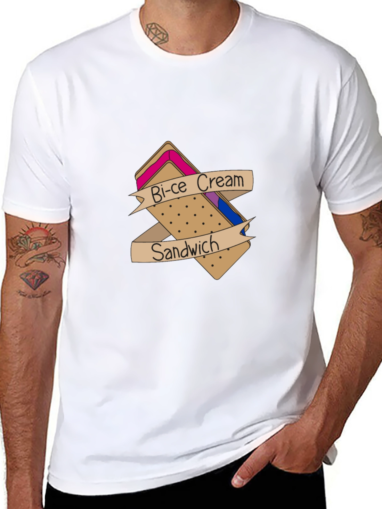 Bi-ce Cream Sandwich Black T-Shirt