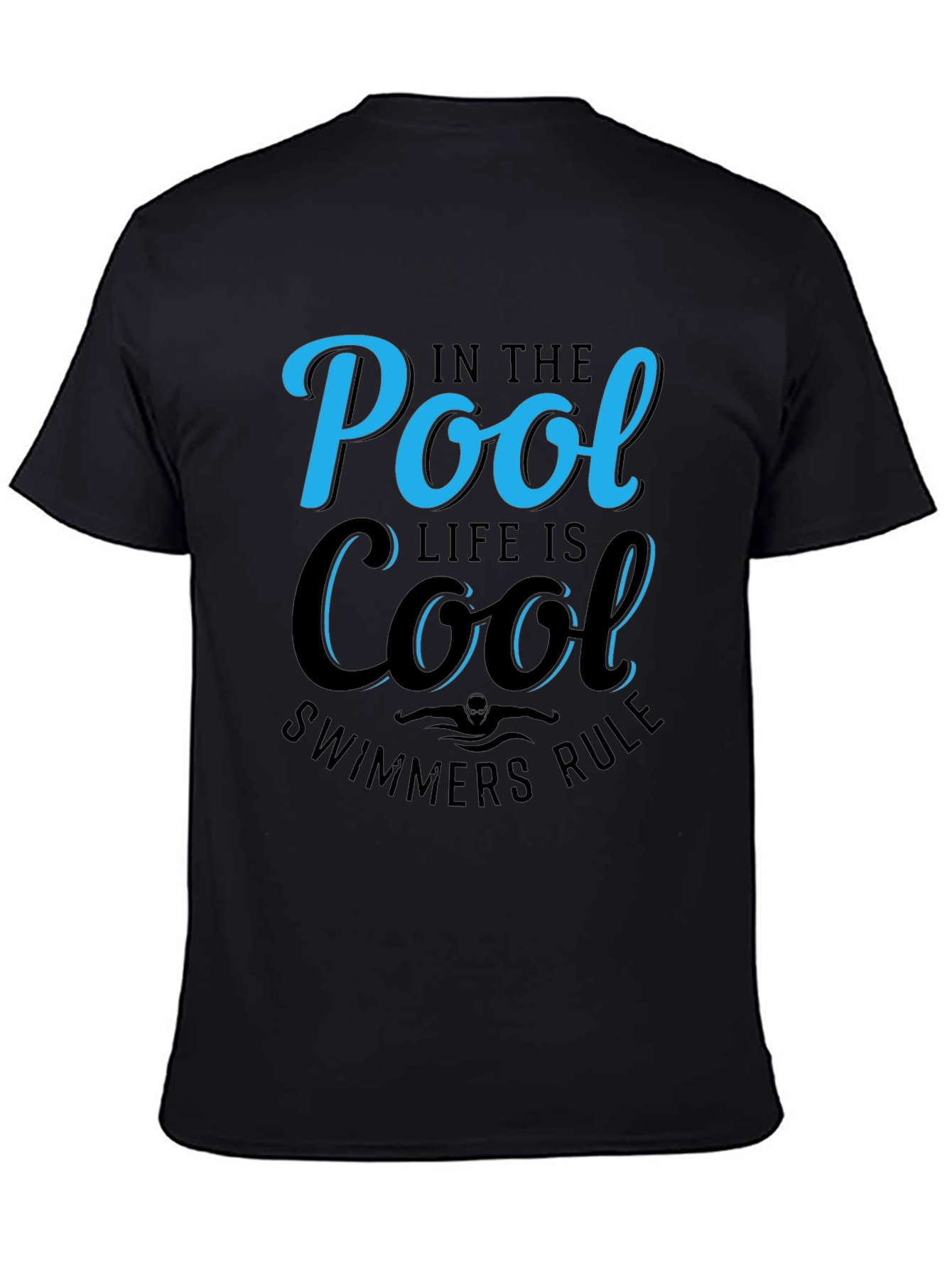 Pool Life Cool Swimmers Rule Black T-Shirt