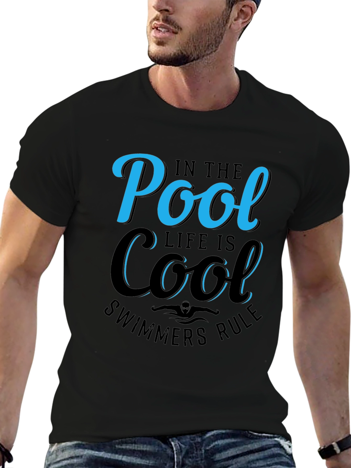 Pool Life Cool Swimmers Rule Black T-Shirt