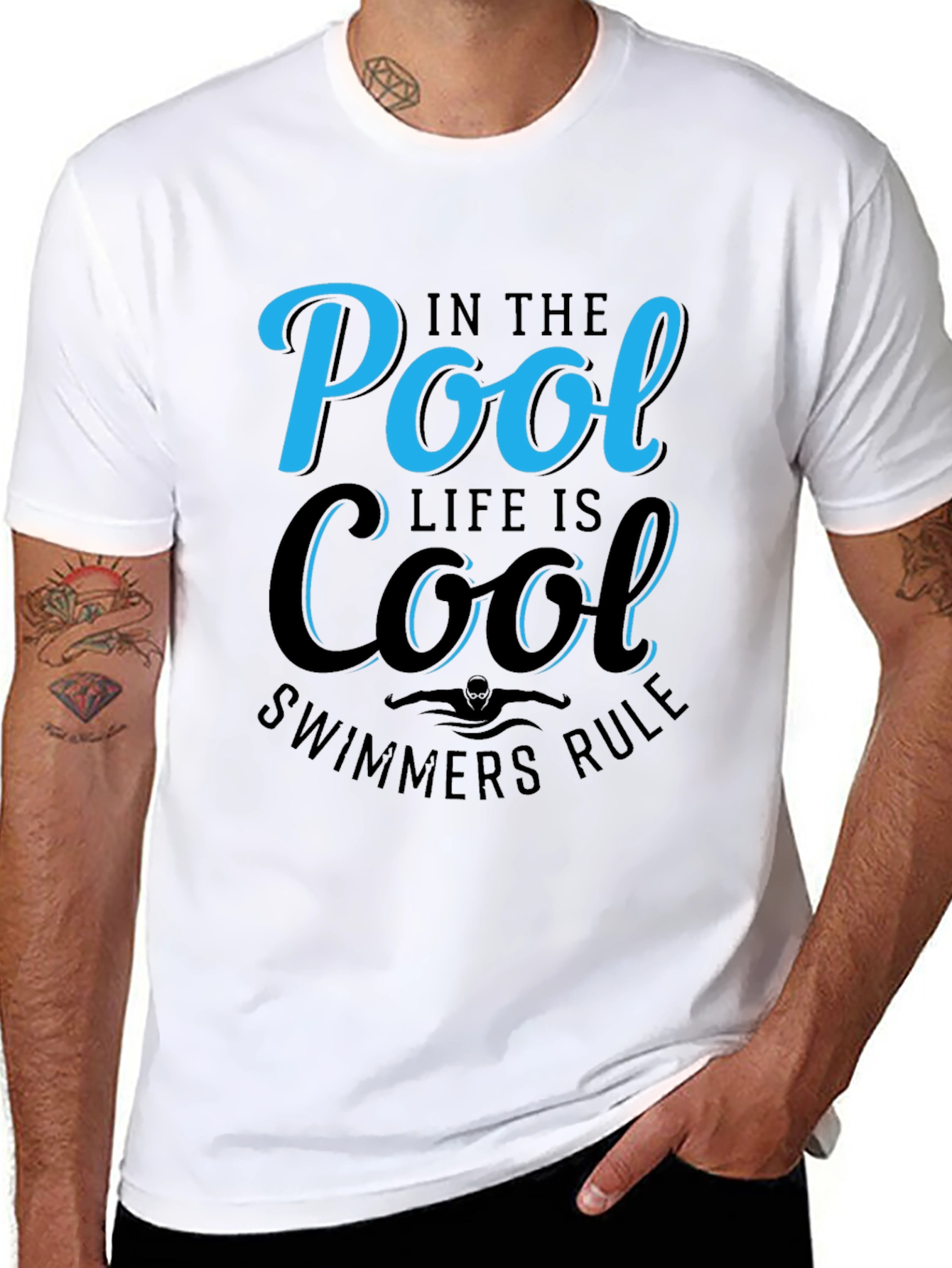 Pool Life Cool Swimmers Rule Black T-Shirt