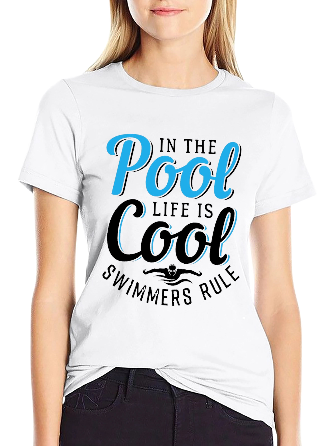 Pool Life Cool Swimmers Rule Black T-Shirt