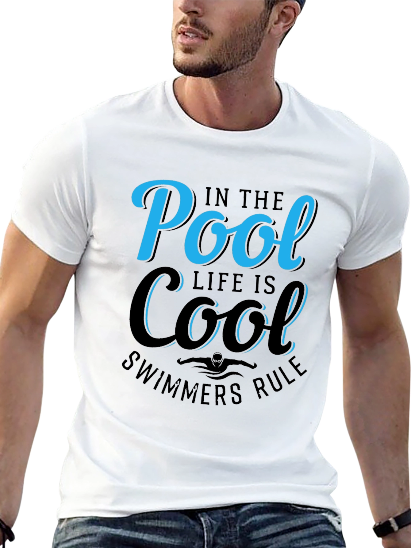 Pool Life Cool Swimmers Rule Black T-Shirt