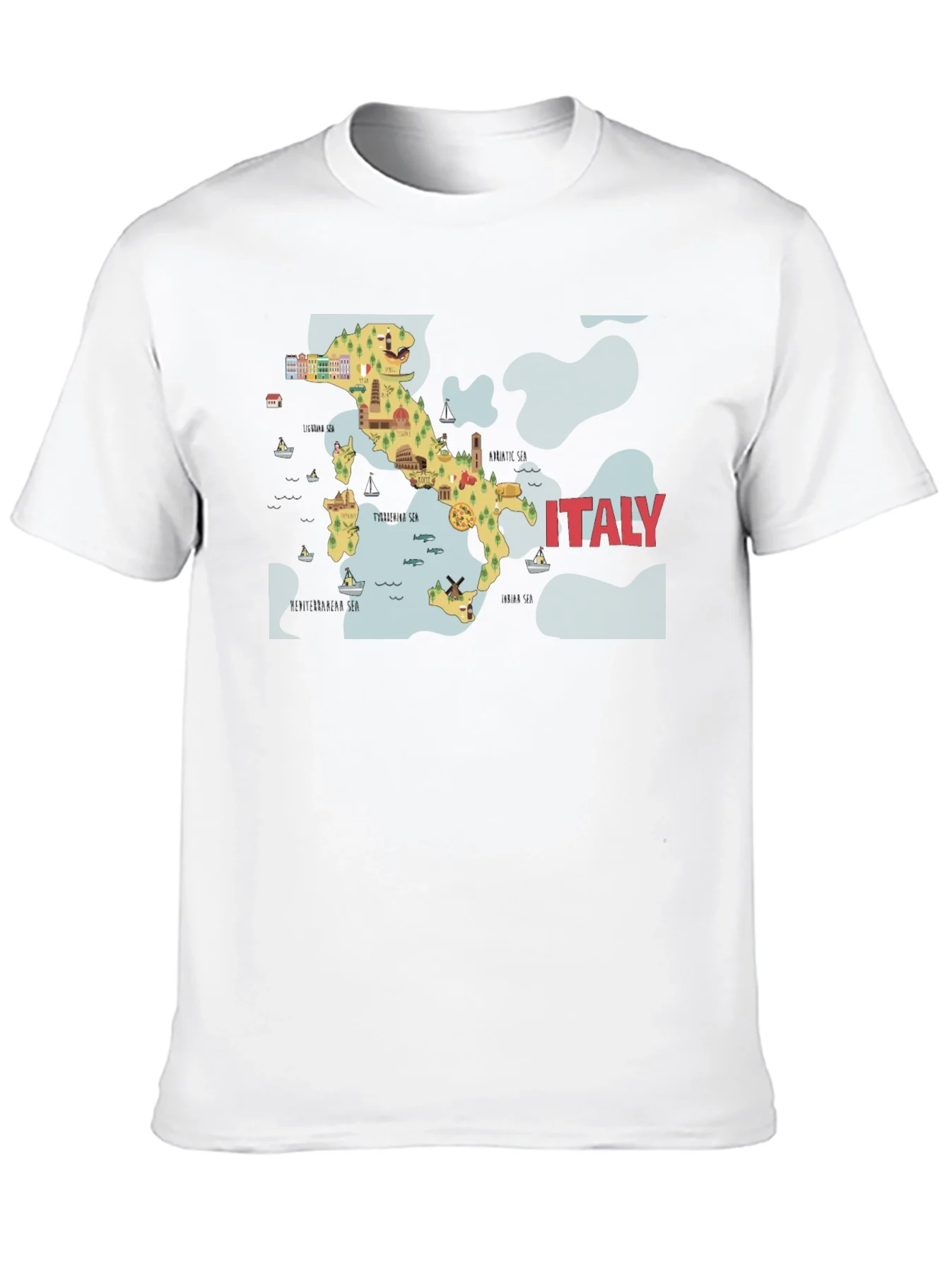 Italy Map Graphic T-Shirt - Black