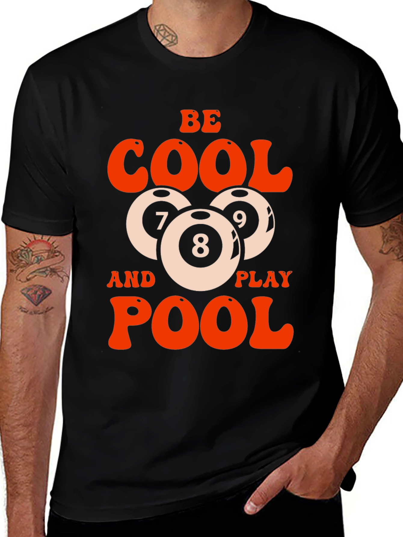 Be Cool Play Pool Graphic T-Shirt