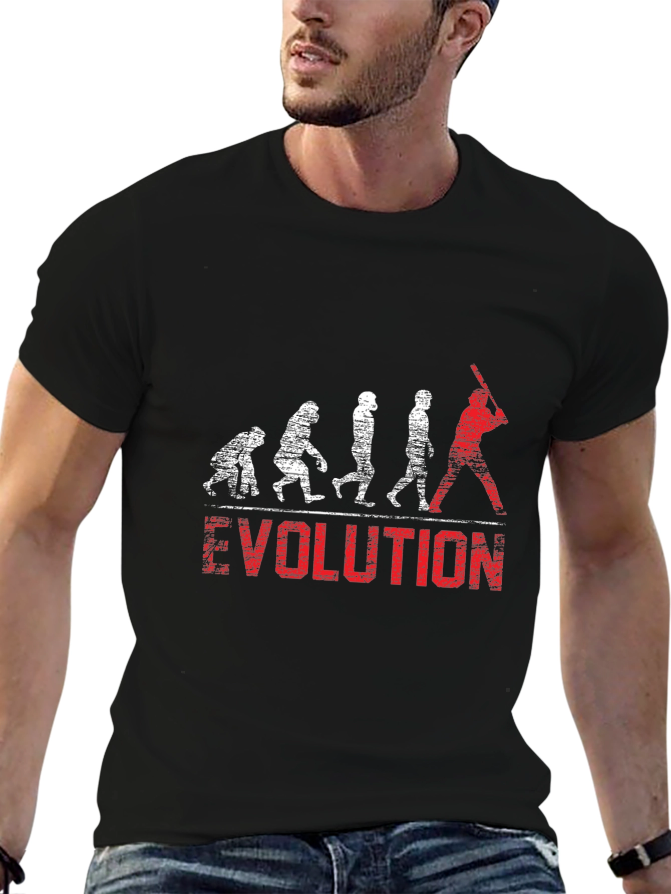 Baseball Evolution T-Shirt - Black Cotton Tee