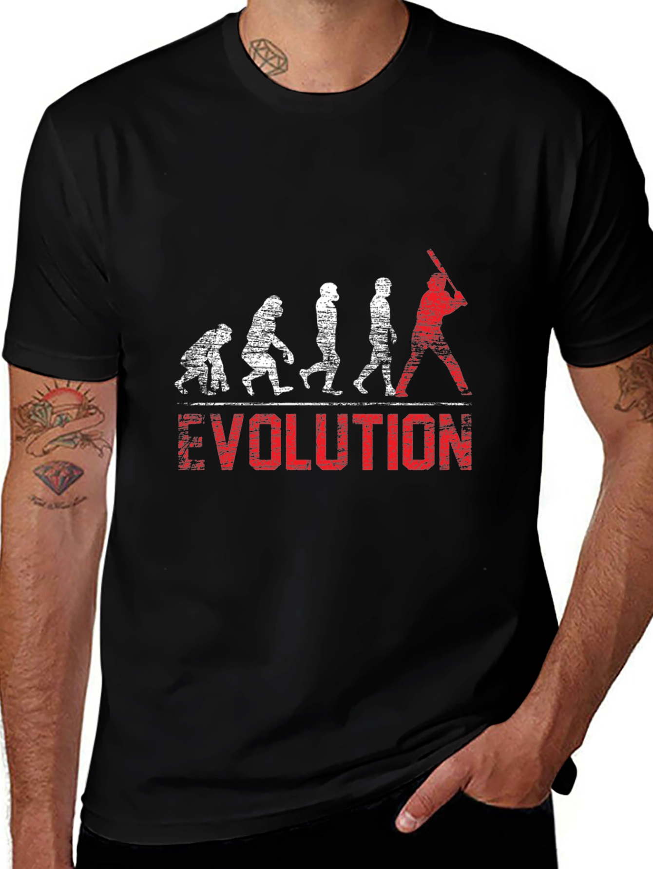Baseball Evolution T-Shirt - Black Cotton Tee