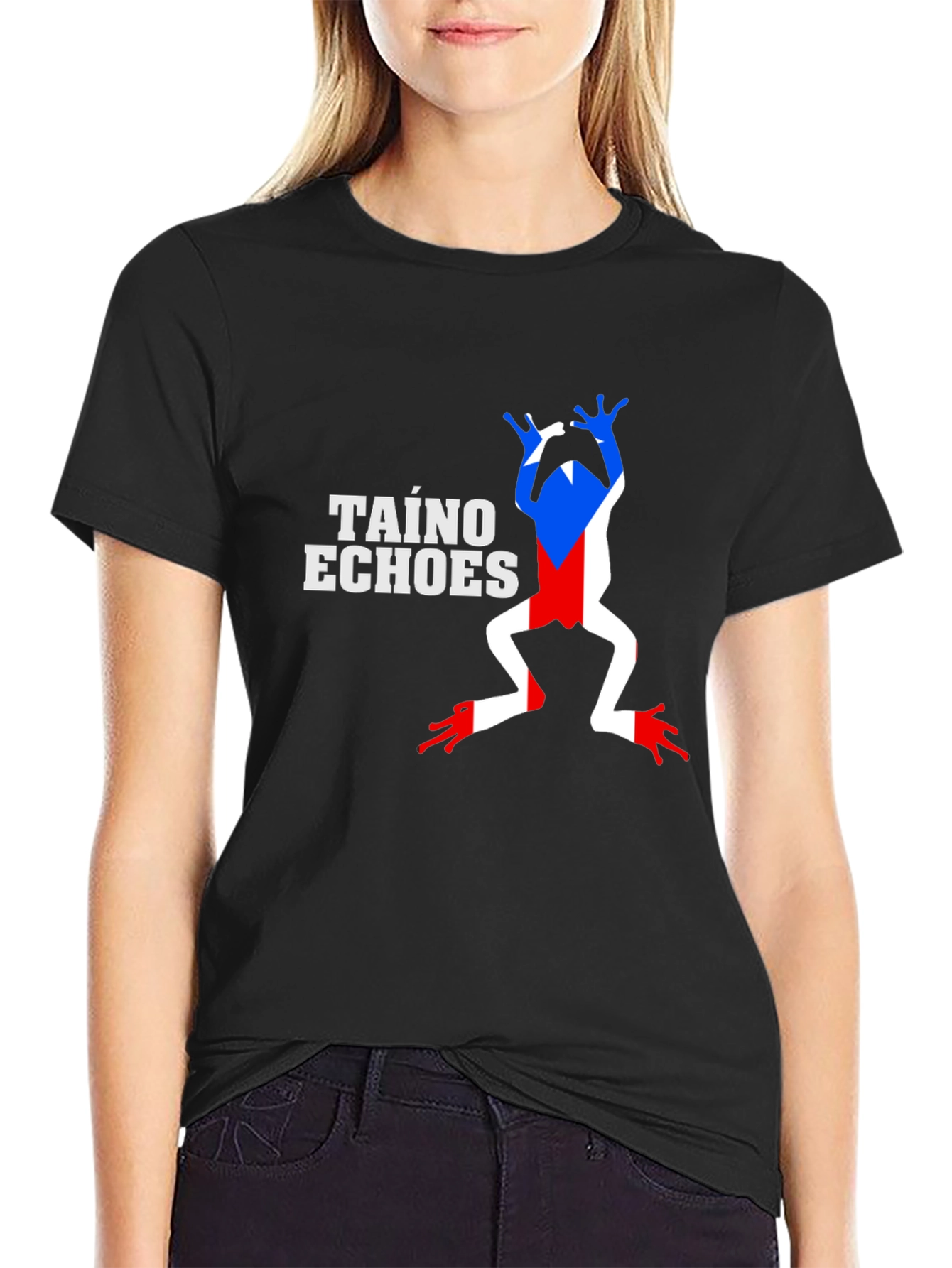 Taino Echoes Frog Graphic Black T-Shirt