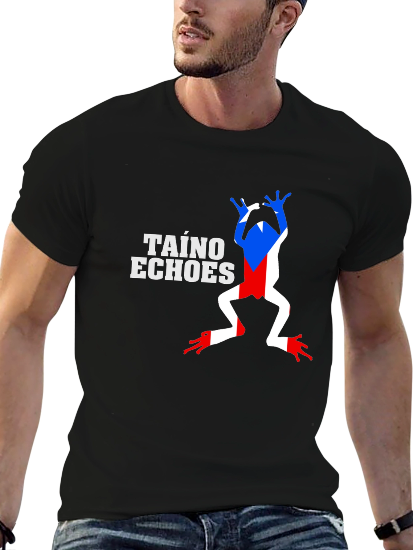 Taino Echoes Frog Graphic Black T-Shirt