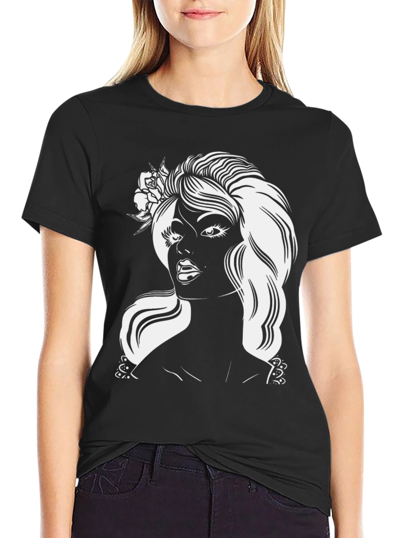 Retro Glam T-Shirt - Black Graphic Tee