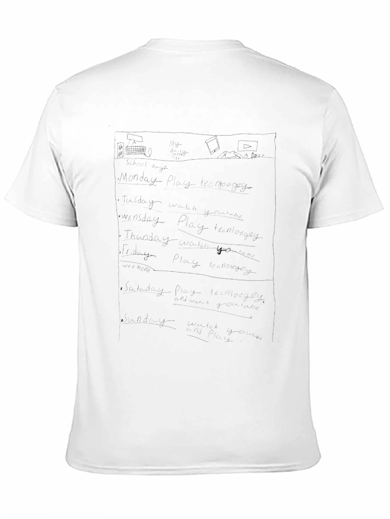 Black T-Shirt with Abstract Graphic Print