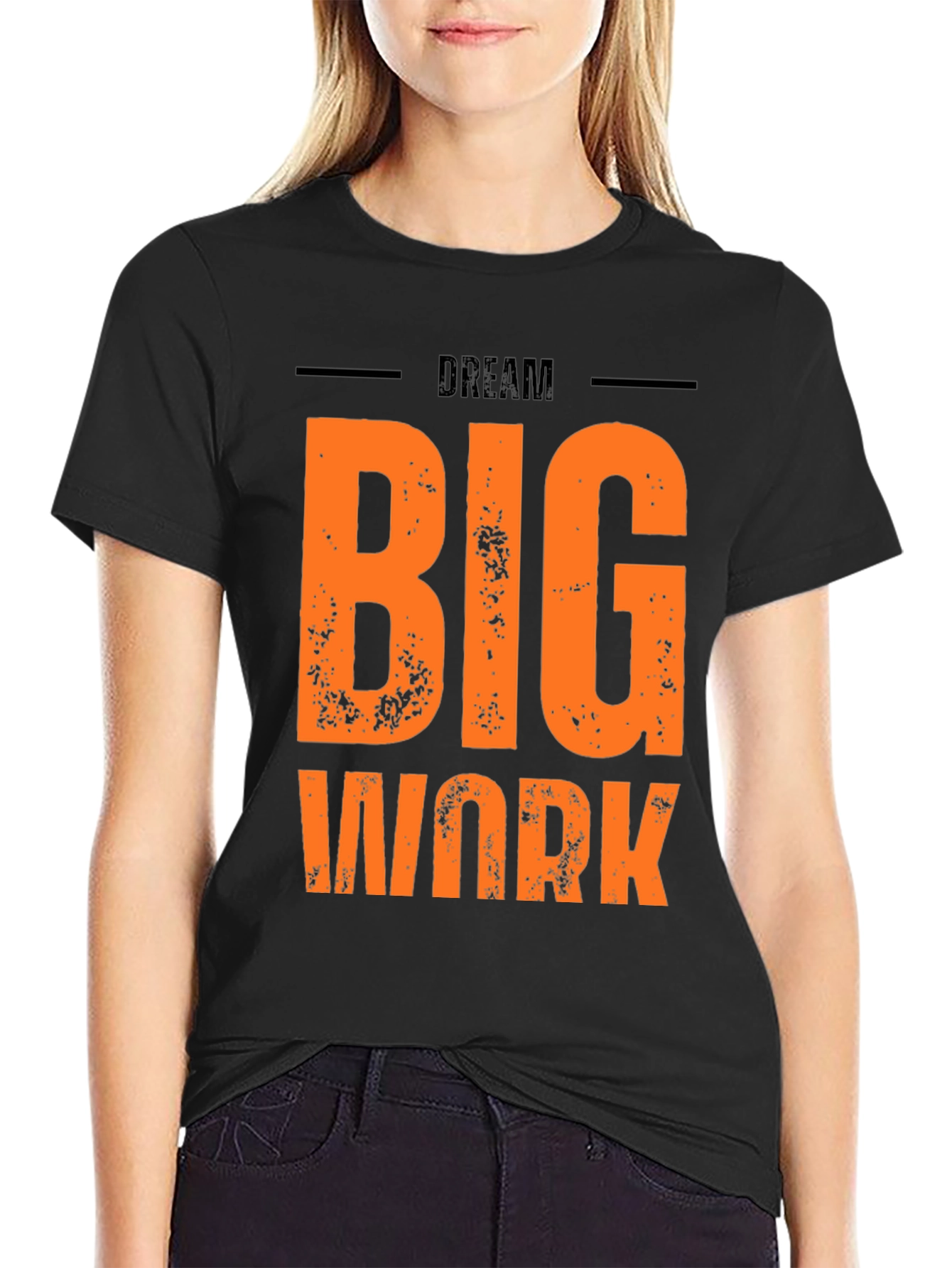 Dream Big Work Hard Graphic Tee - Black