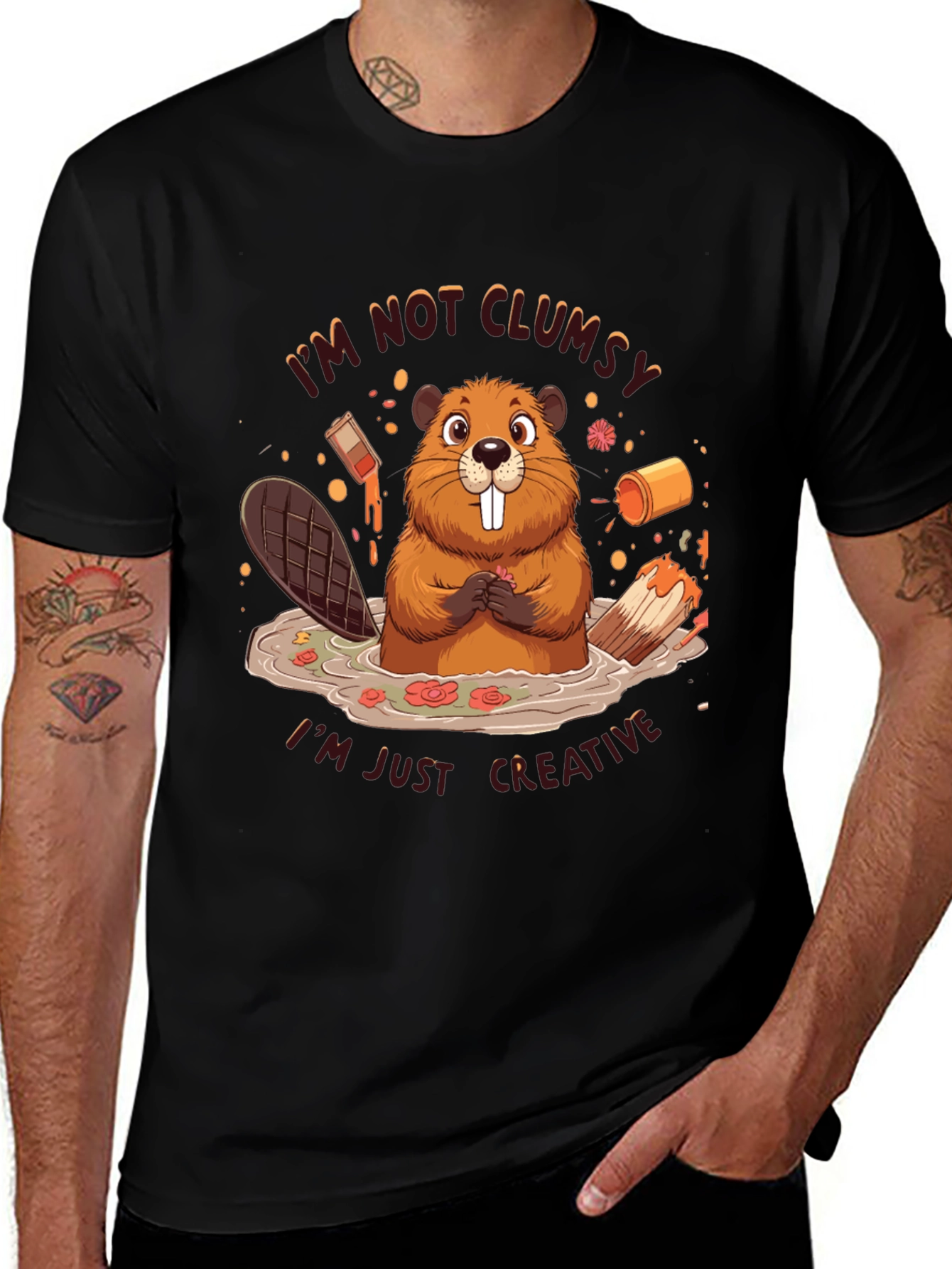 Creative Beaver T-Shirt - Funny Graphic Tee