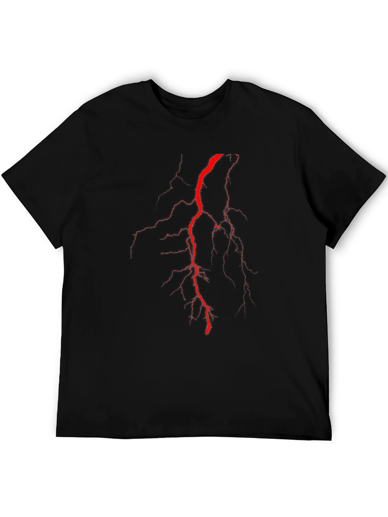 Black Tee with Red Lightning Bolt Design