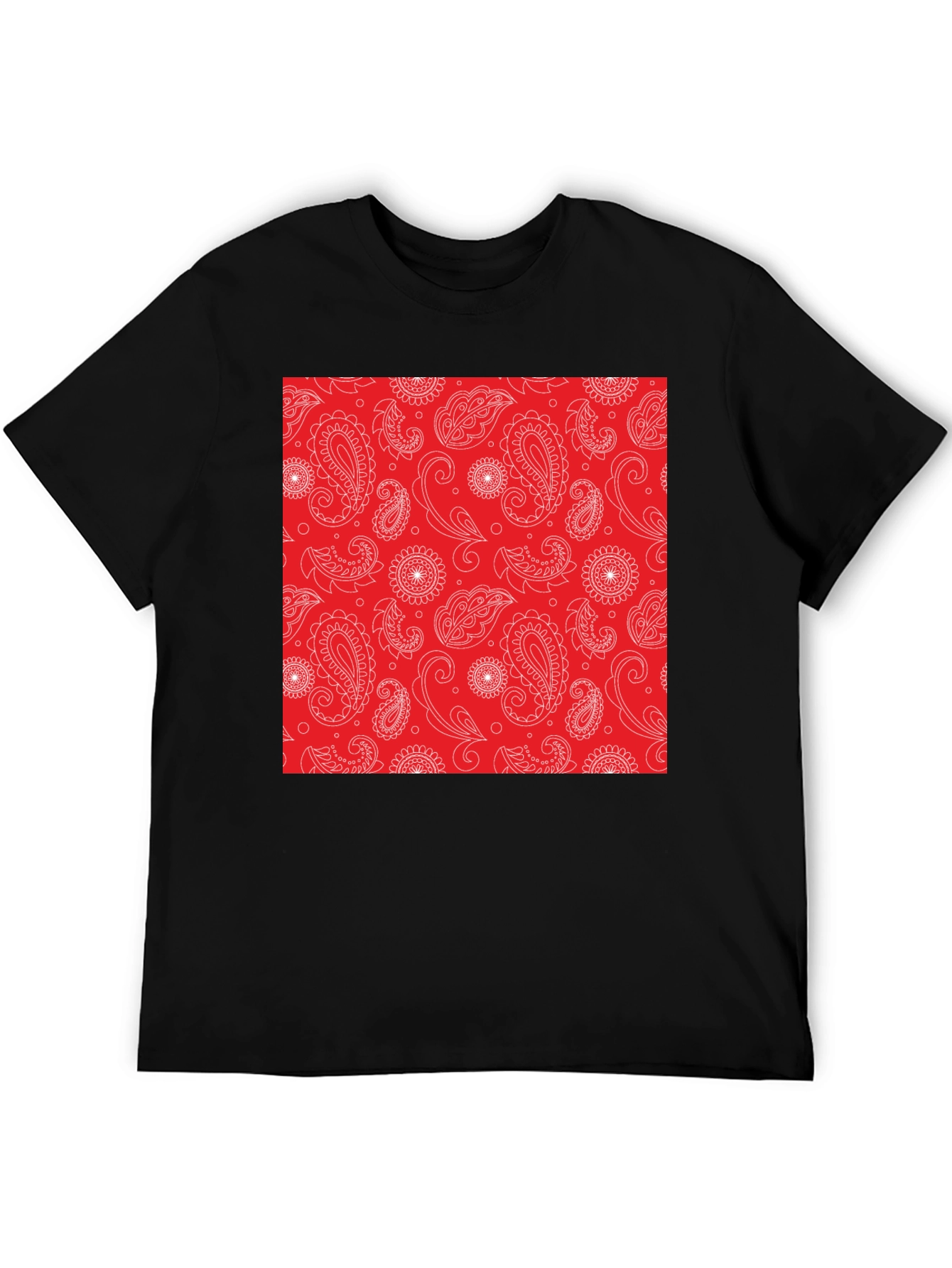 Red Paisley Patterned T-Shirt - Classic Style