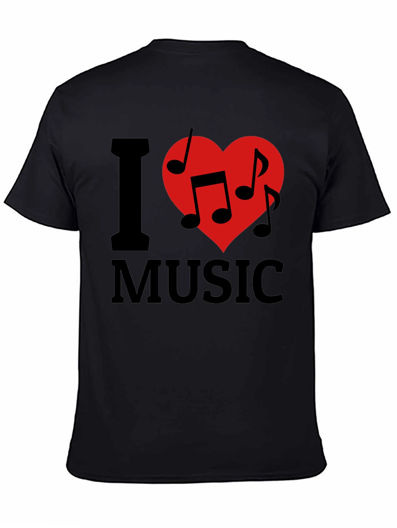 I Heart Music Graphic Tee - Black Cotton T-Shirt