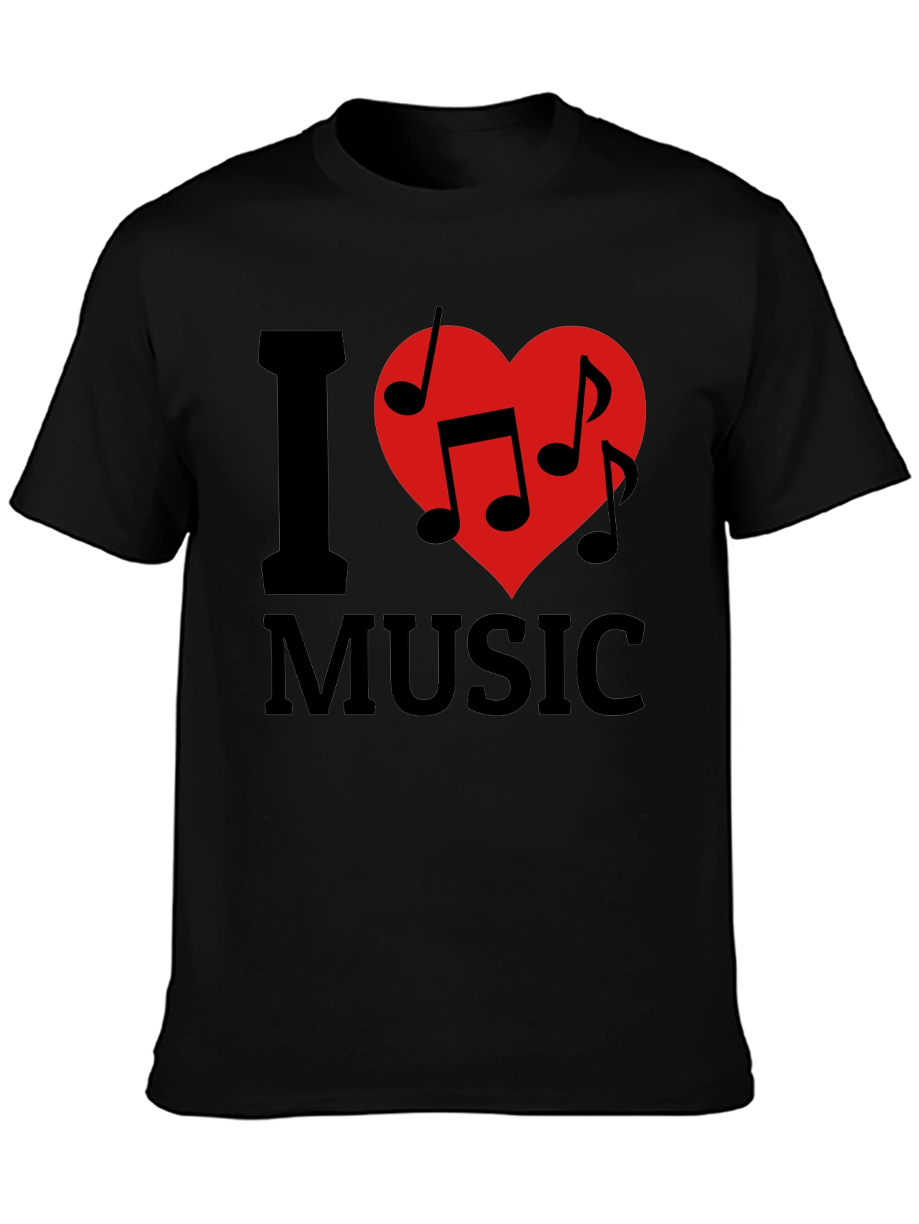 I Heart Music Graphic Tee - Black Cotton T-Shirt