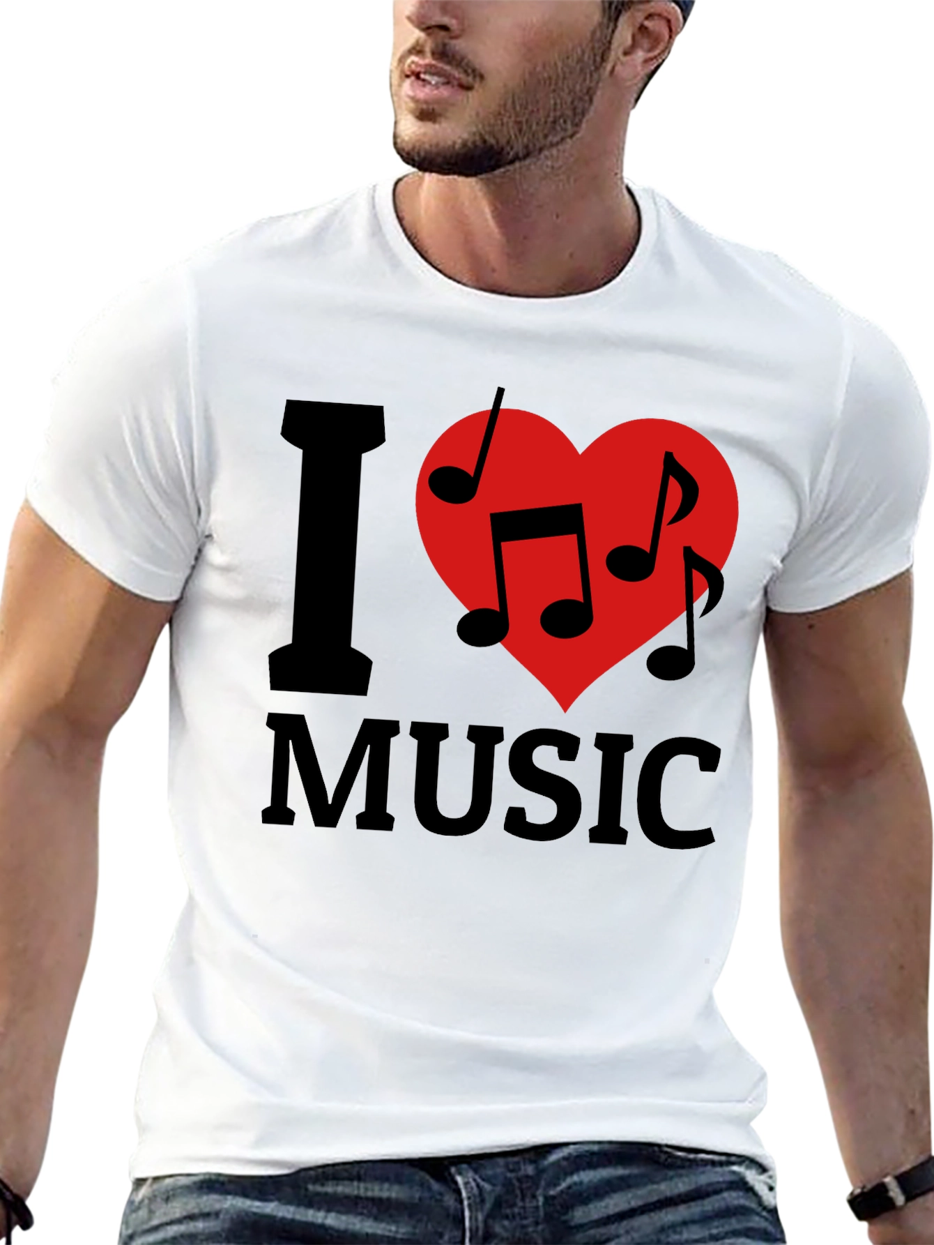 I Heart Music Graphic Tee - Black Cotton T-Shirt