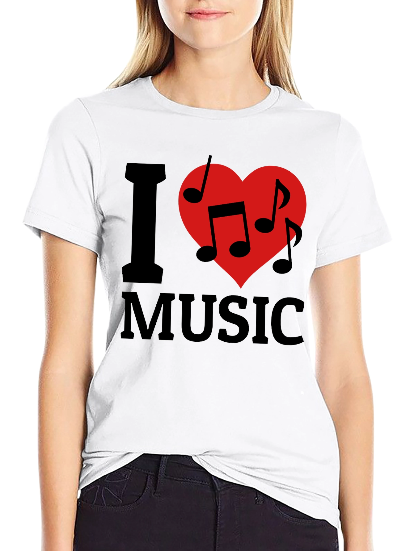 I Heart Music Graphic Tee - Black Cotton T-Shirt